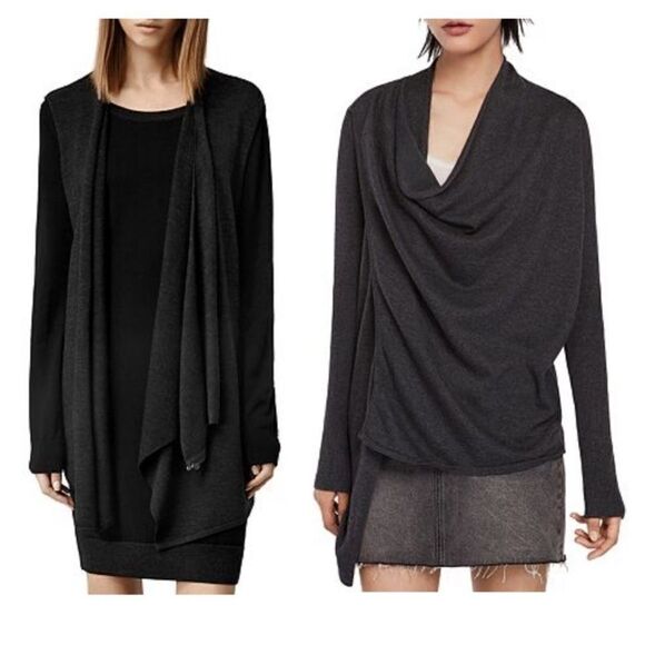 ALL SAINTS draped Drina Wool Cardigan Sweater Size 4 - Picture 1 of 12